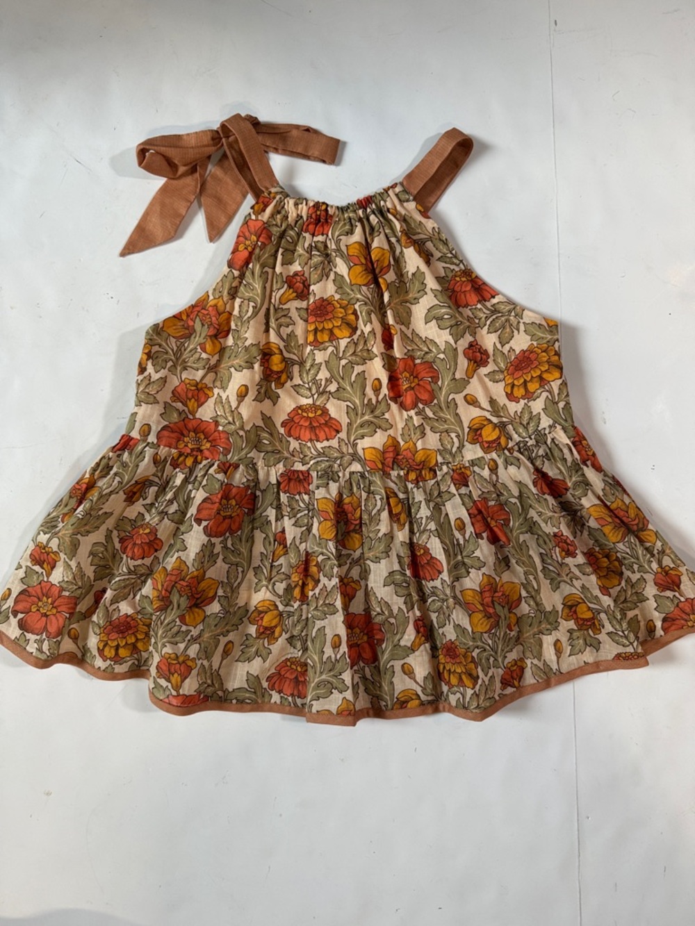 Zimmermann Andie Tie Top Floral Swing Top Girls size 2 Boho 100% Cotton - Picture 8 of 9